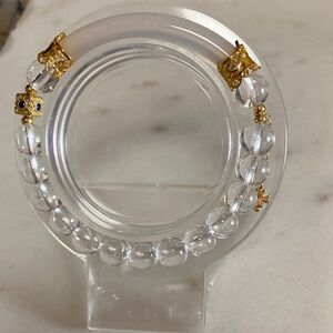 Clear Crystal Bead Bracelet with Gold Accents